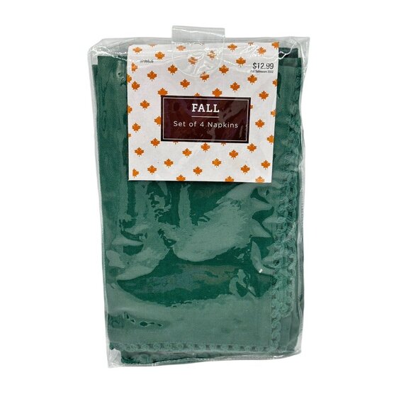 New! Set‎ 4 Cloth Napkins Table Crocheted detail Fall - Picture 1 of 3